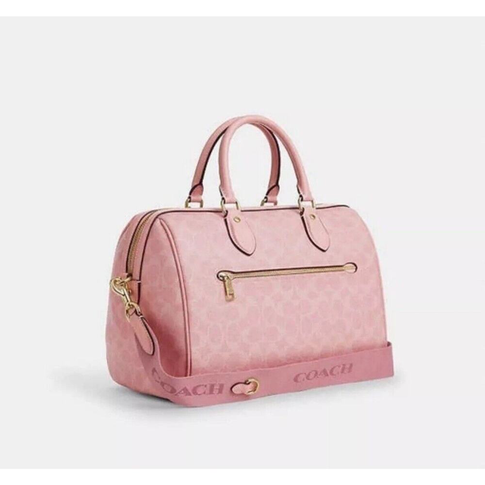 NWT Coach Rowan Large Satchel Bag In Signature Canvas CAO77 /powder pink - Picture 7 of 10